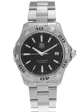 Tag Heuer Aquaracer Stainless Steel Black Dial and Silver Bracelet WAF1110